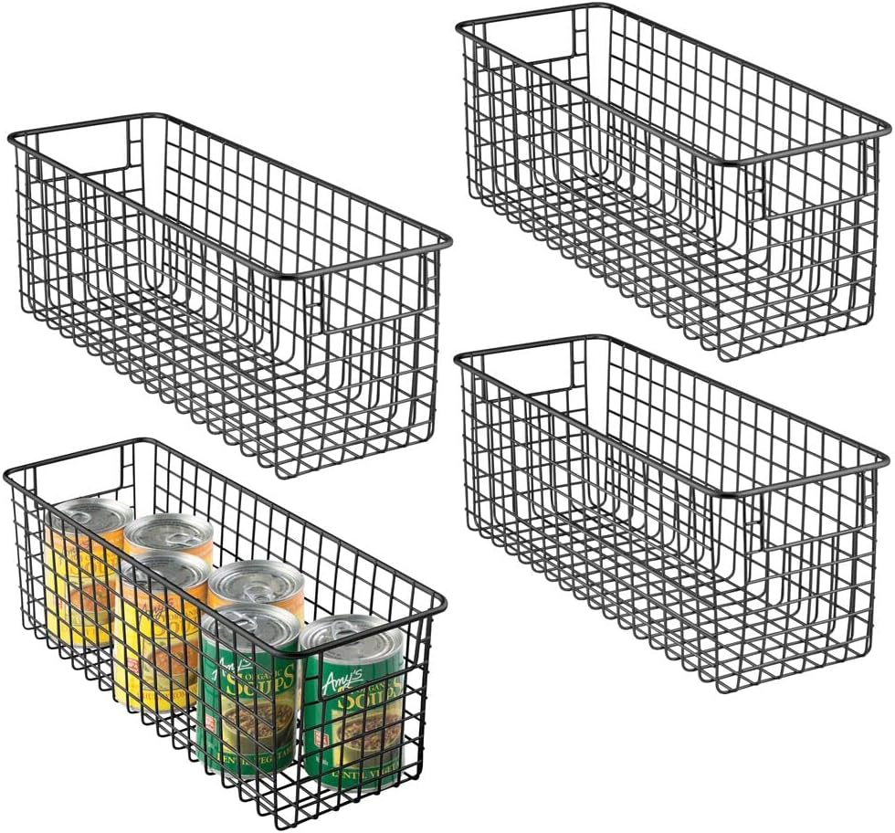 Satin Metal Wire Cabinet Organizer Bins 4 Pack H69047