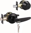 2 Pack Keyed Entry Door Lever and Single Cylinder Deadbolt Combination Set in Satin Nickel Finish P1474