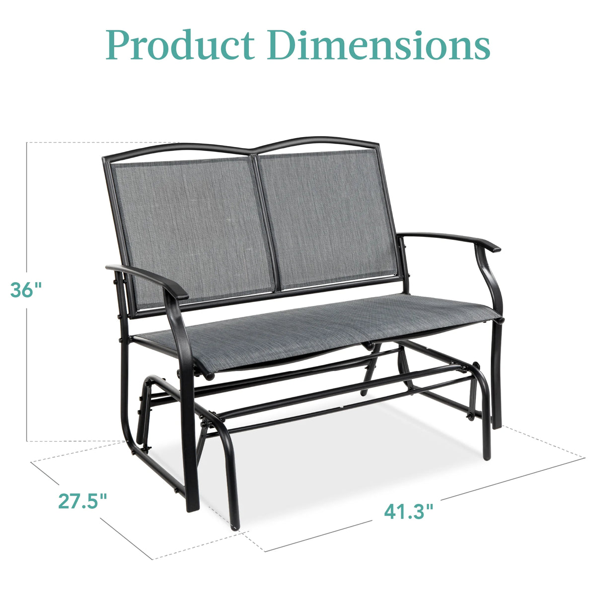2-Person Outdoor Swing Glider Steel Patio Loveseat Gray U7781