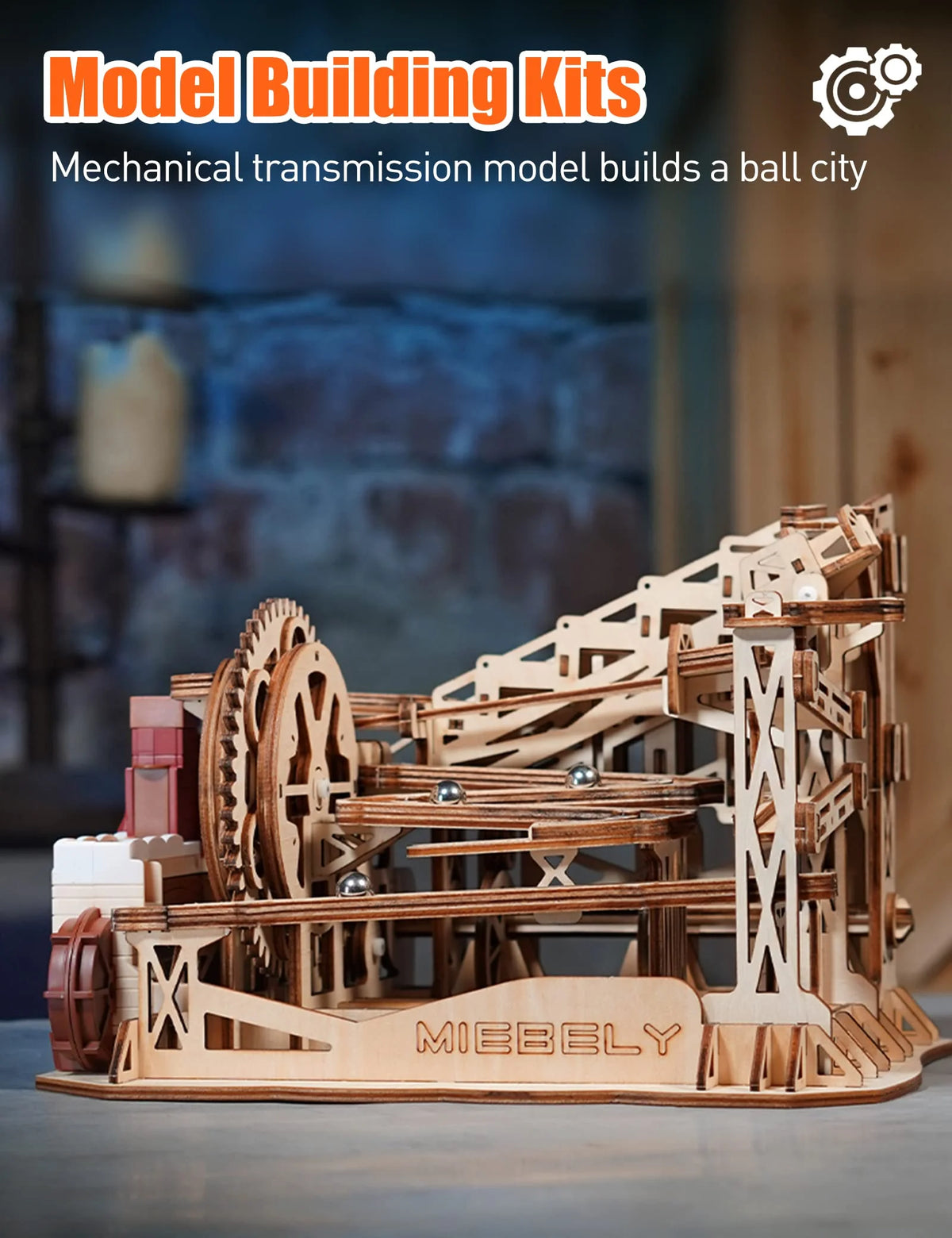 3D Wooden Puzzles Marble Run Model Building Kits with Motor B694