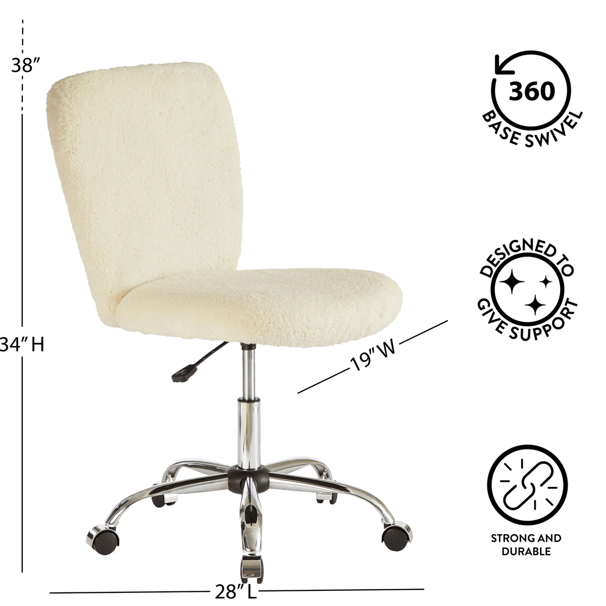 Faux Fur Armless Swivel Office Chair M222