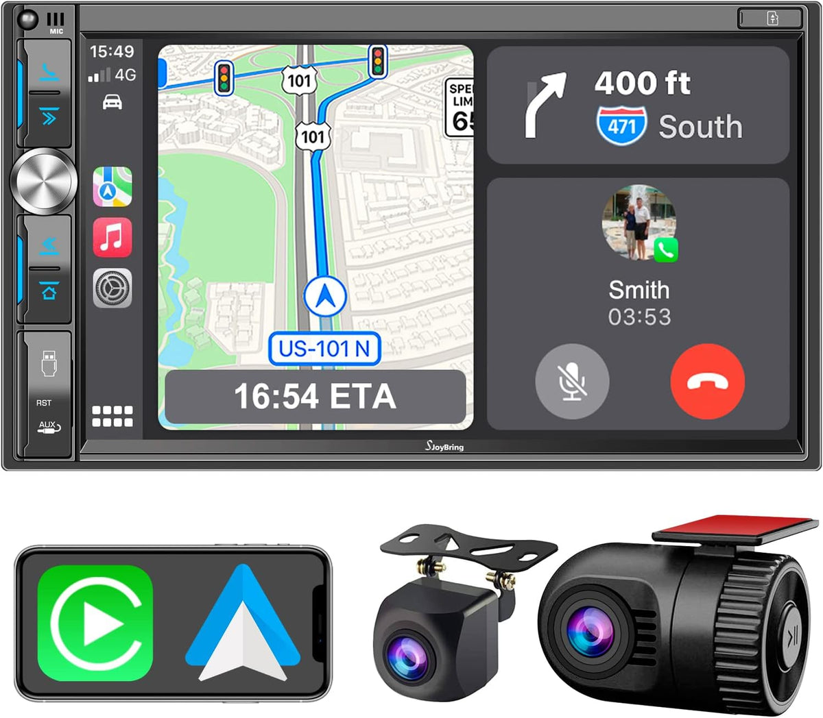 7 Inch Car Stereo with Dash Cam and AHD Backup Camera K24868