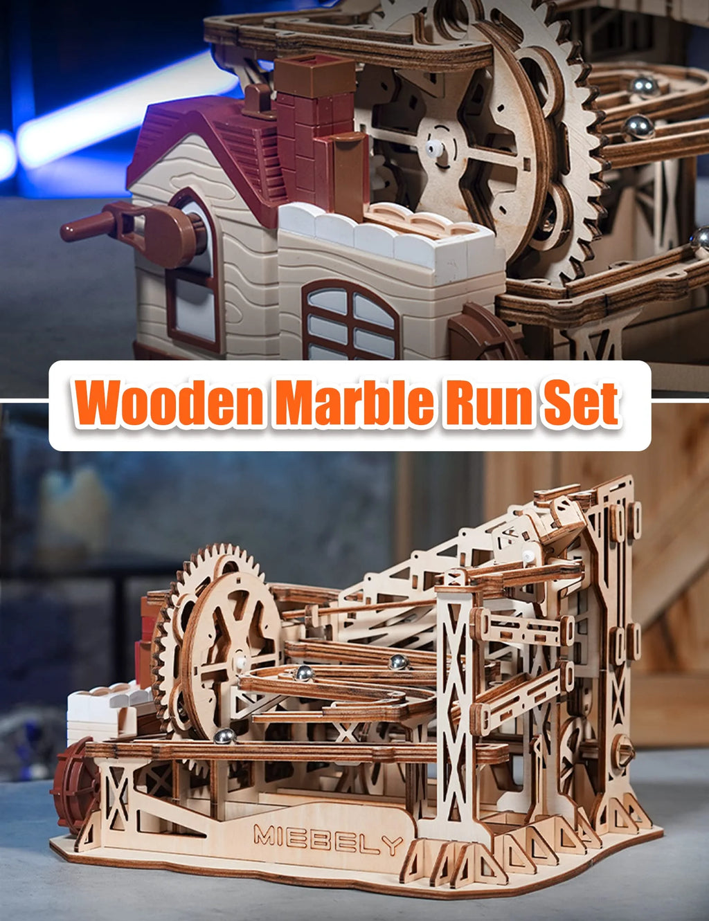 3D Wooden Puzzles Marble Run Model Building Kits with Motor B694