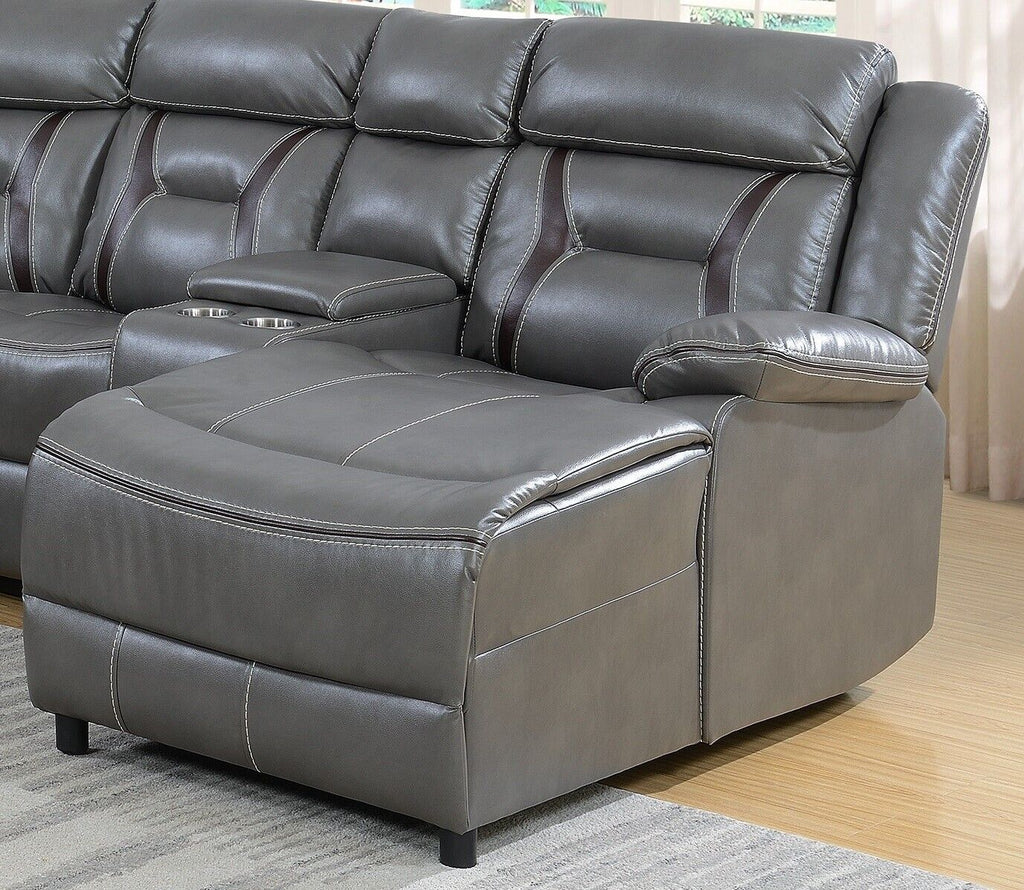 Gray Gel Leatherette 5pc Sectional Sofa Set V779892