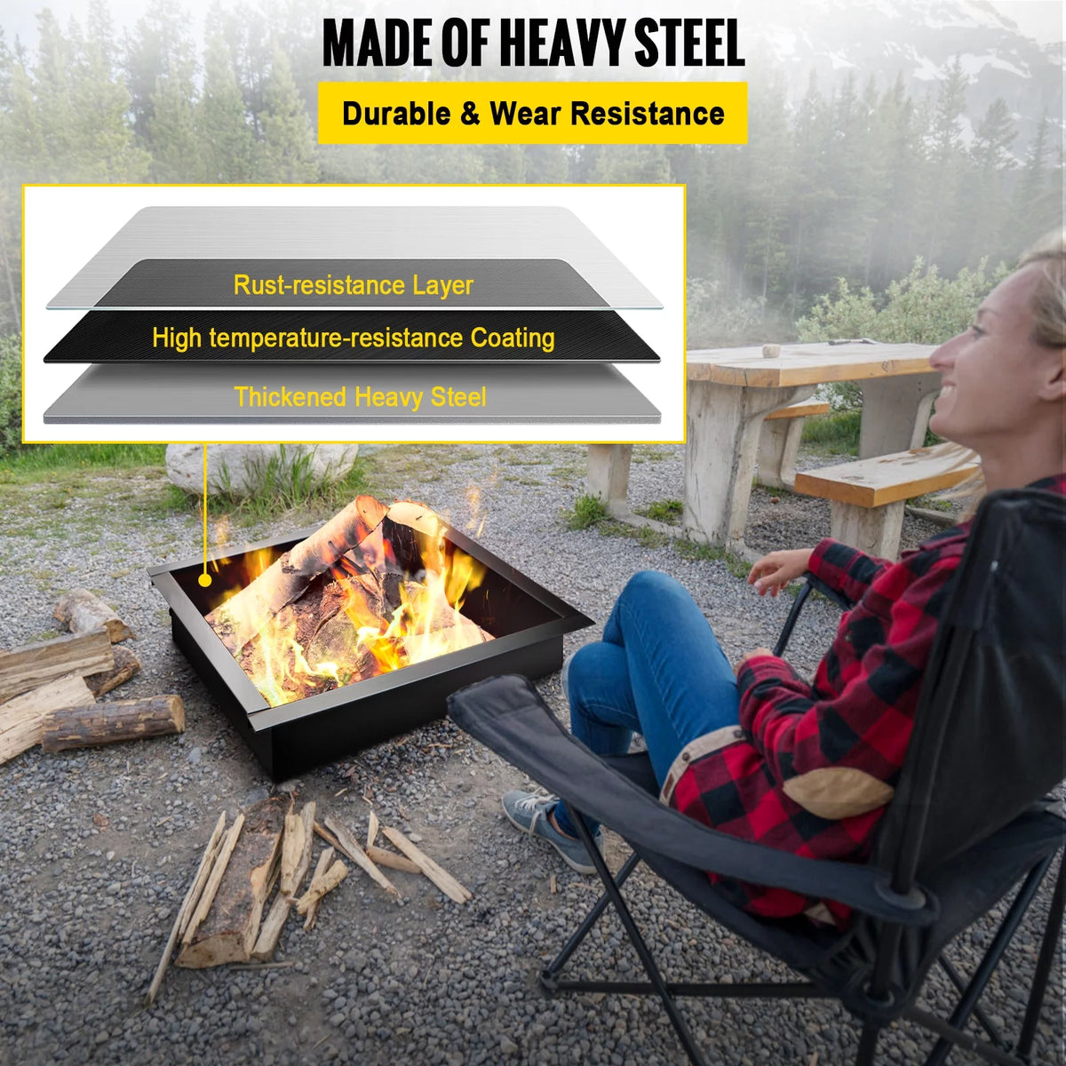 30" Square Heavy Duty Steel Fire Pit Ring C110