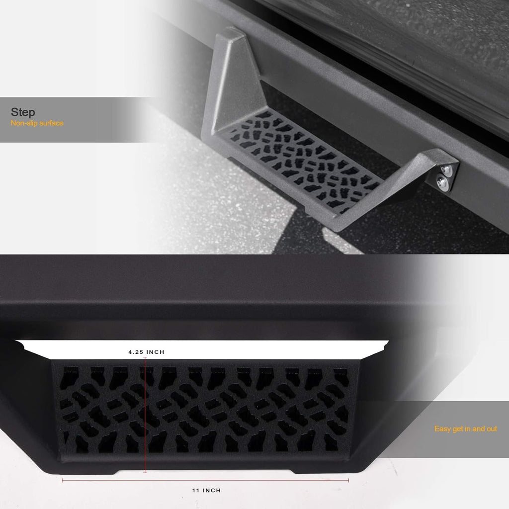 Matte Black Nerf Bars Running Boards for Ford F150 SuperCrew Cab H6200