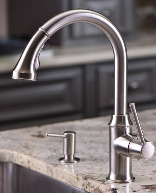 Steel Optik 2-Spray HighArc Pull-Down Kitchen Faucet Z905