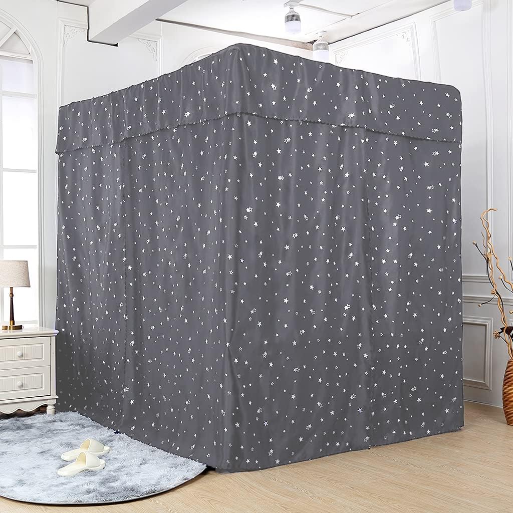 Black 100% Lightproof 4 Corner Post Bed Curtain Canopy (King) L290