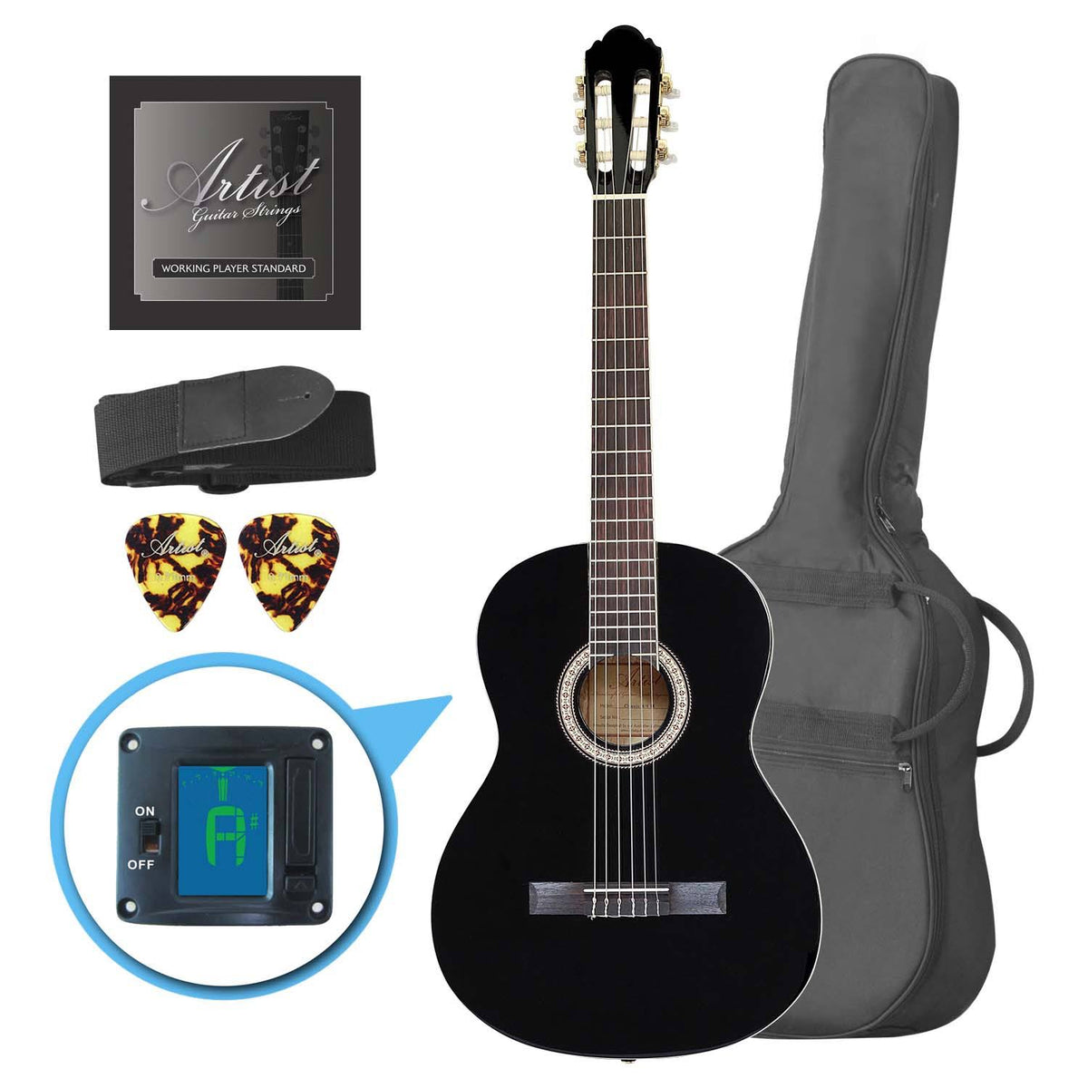 Full Size Classical Nylon String Guitar Pack - Black J573612