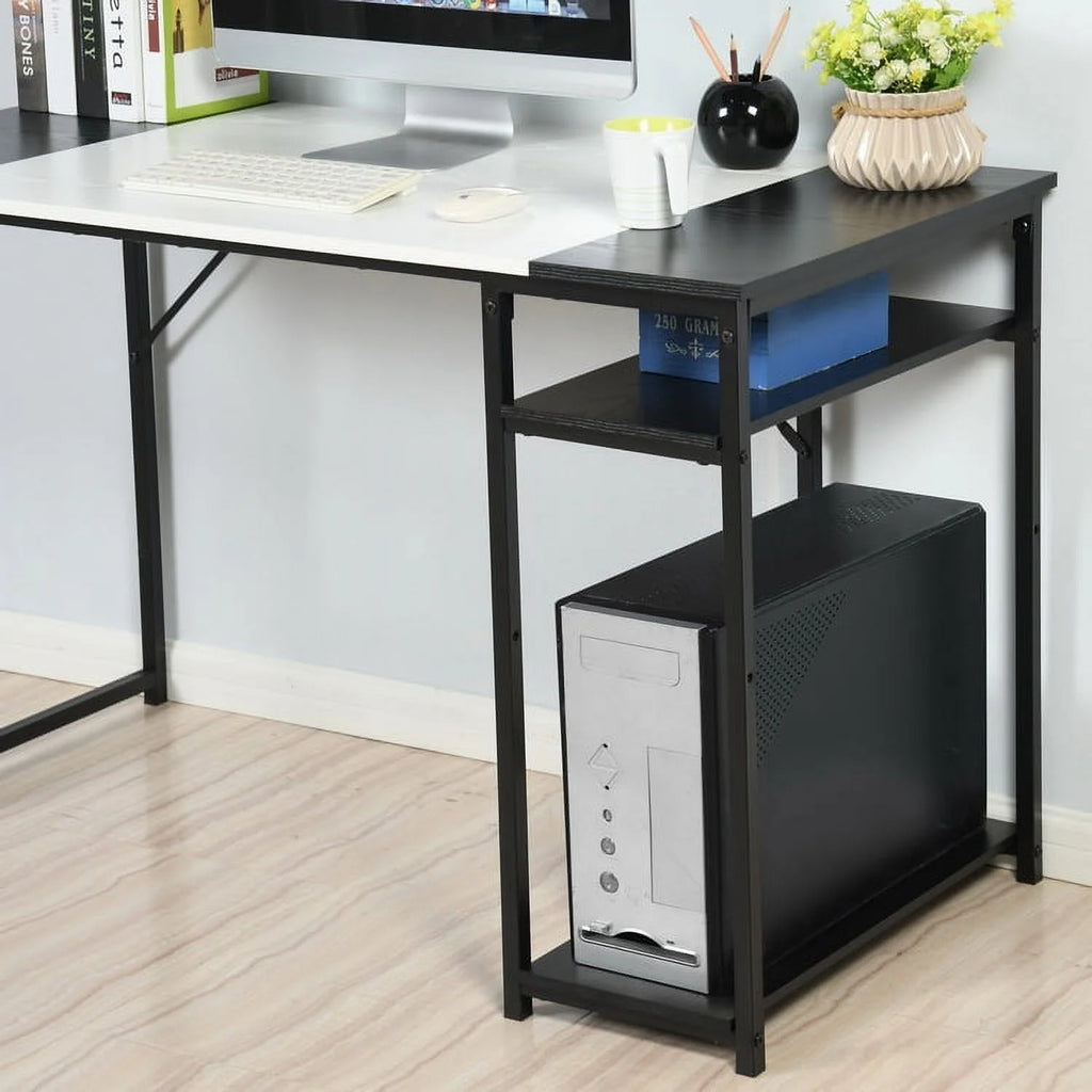 47.2" L Writing Computer Desk with 2 Storage Shelves White & Black I210194