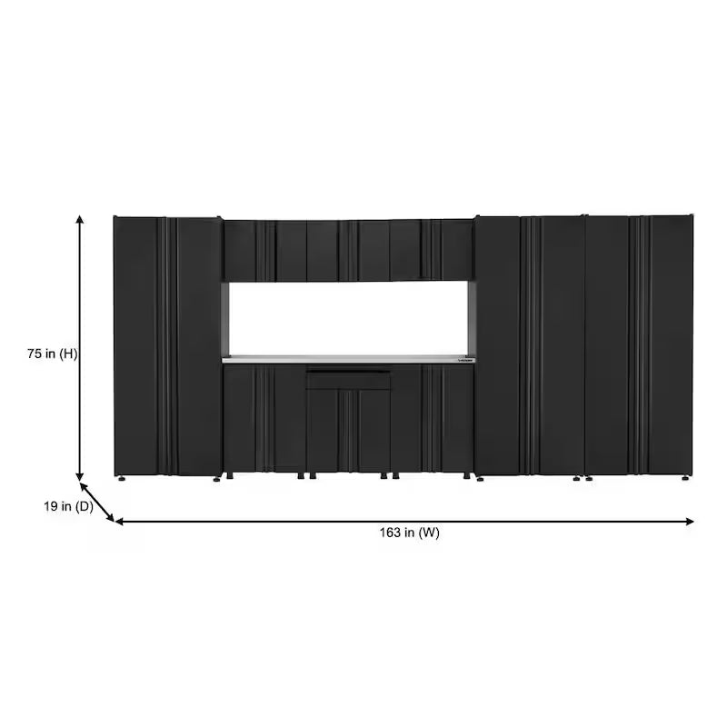 10-Piece Welded Steel Garage Storage System in Black U7105