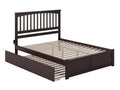 Espresso King Solid Wood Platform Bed with Footboard and Twin XL Trundle X2239