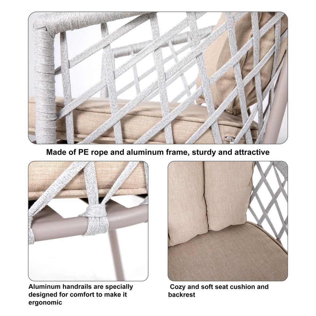 3pcs Steel Rope Bistro Set with Cushions J2117