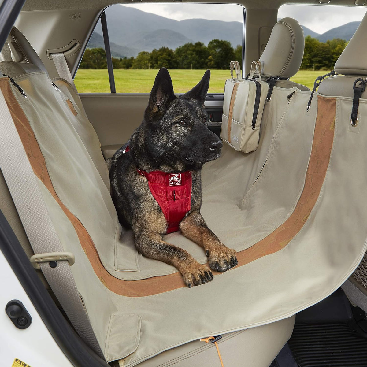 Khaki Heather Charcoal Grey Dog Car Hammock Seat Cover Pack of 2 I958497