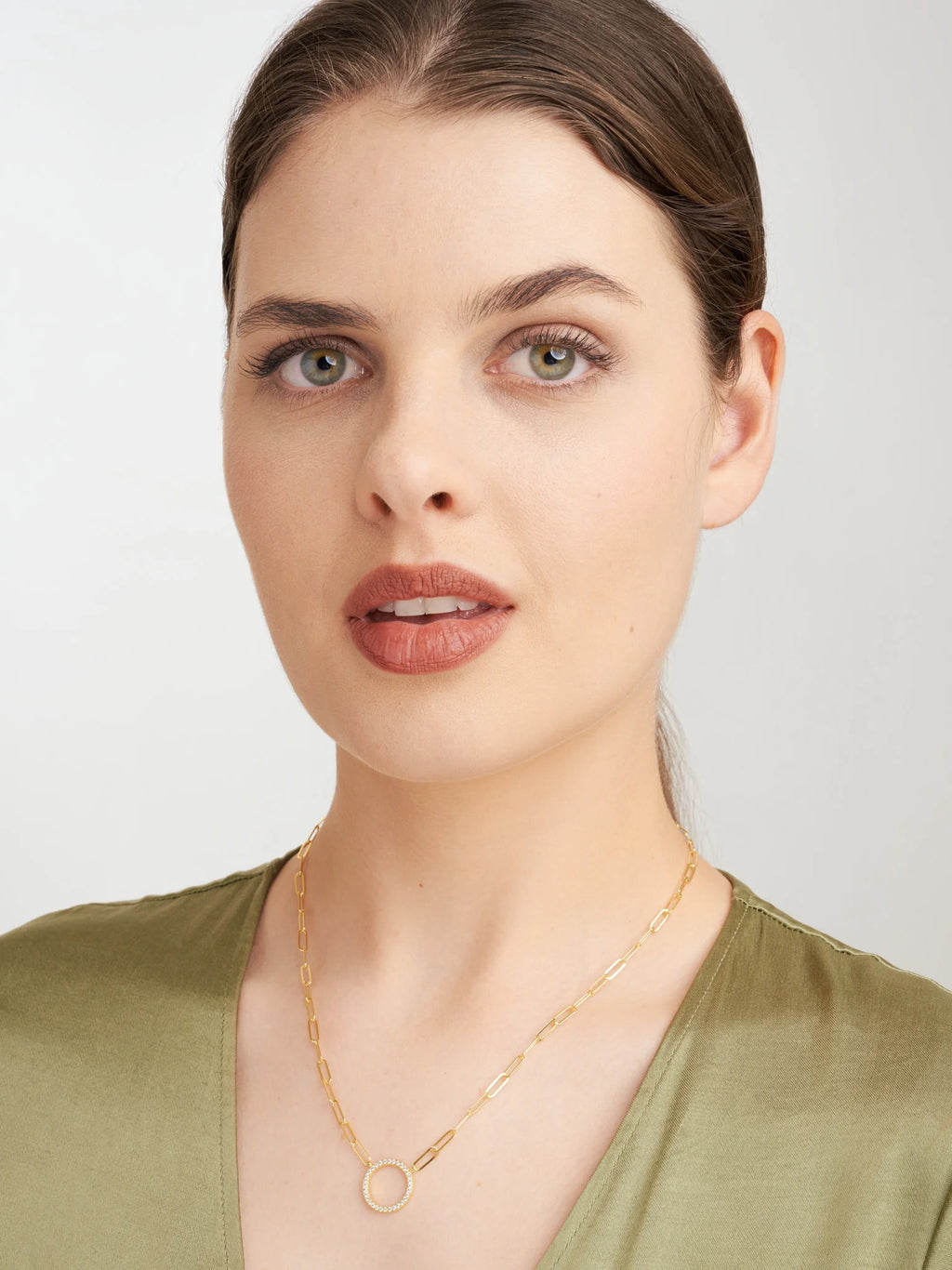 18K Gold Over Sterling Silver Paperclip Necklace, 18" + 2" Extension K9314