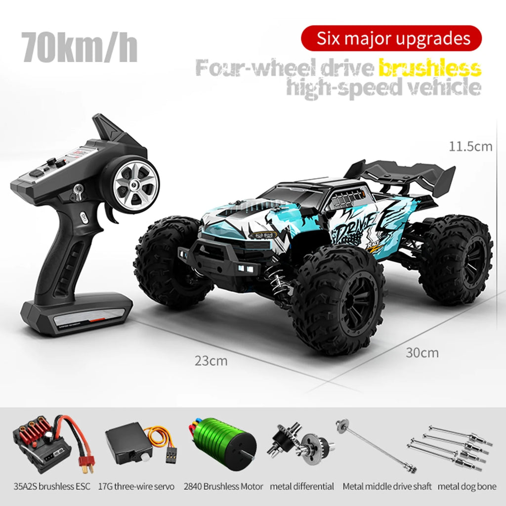 2.4Ghz 70KM/H 1/16 Off Road RC Trucks Brushless Motor LED Light 4WD Vehicle H1674