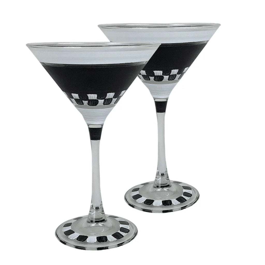Black and White Checkered Martini Glass J163716