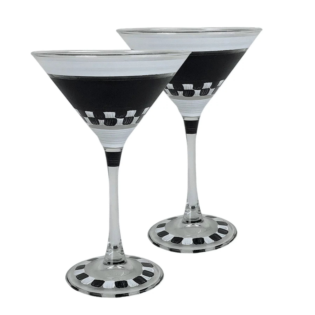 Black and White Checkered Martini Glass J163716