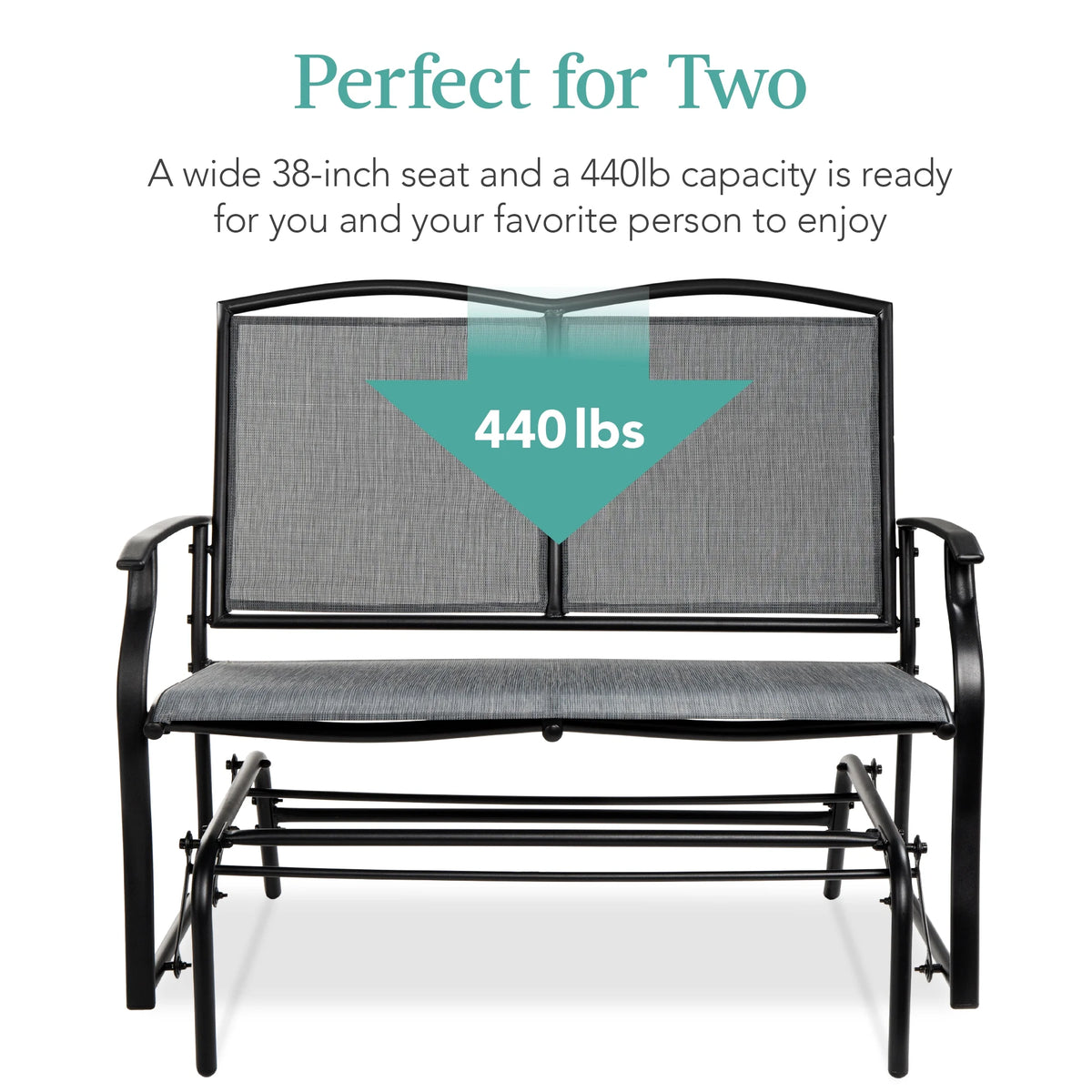 2-Person Outdoor Swing Glider Steel Patio Loveseat Gray U7781