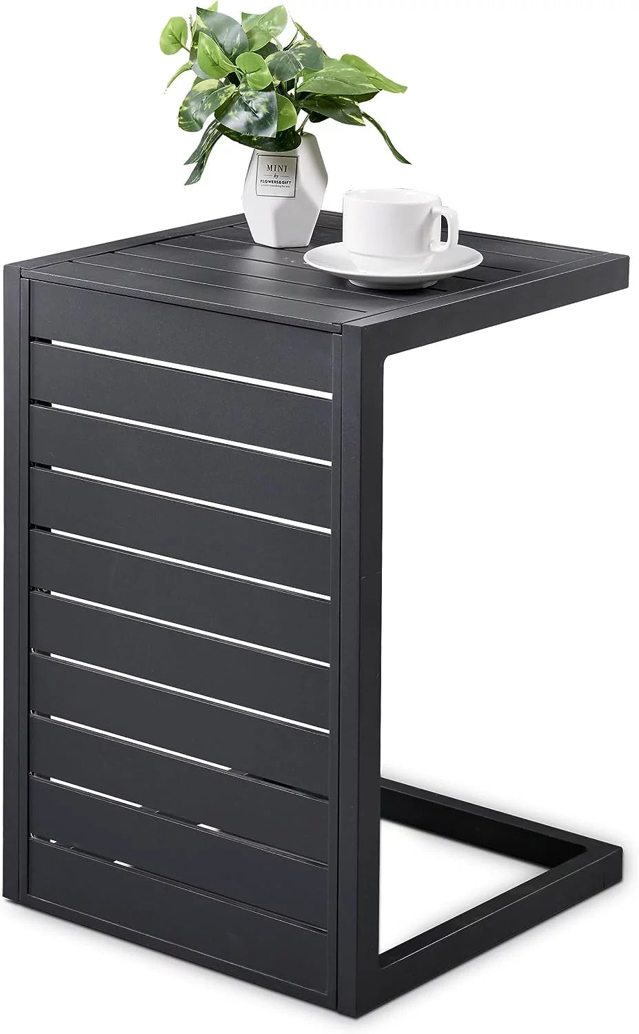 C Shaped Aluminum Side Table Dark Grey E168326