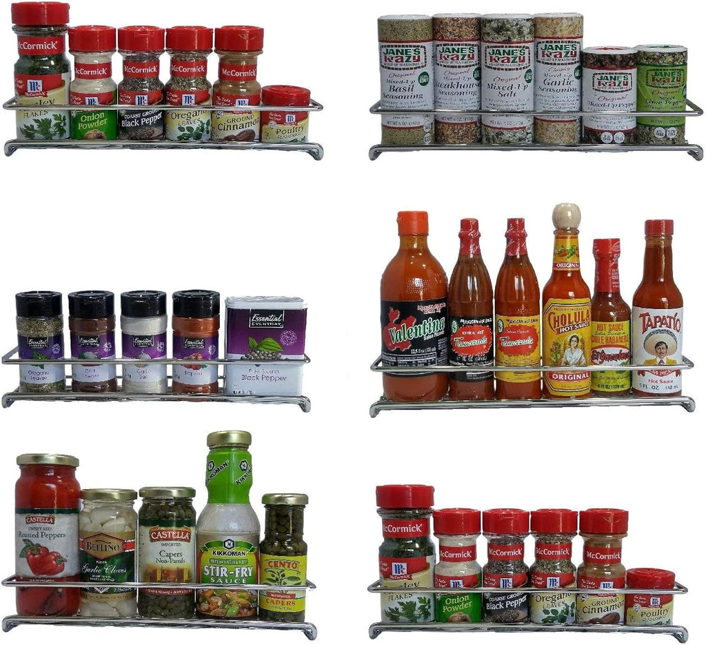 6 Pack Wall Mount Spice Rack Organizer for Cabinet, 12 x 3 x 3 inches O373756