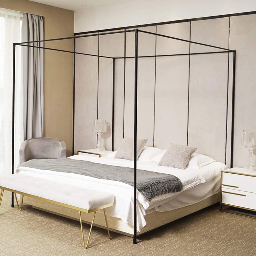 Black 100% Lightproof 4 Corner Post Bed Curtain Canopy (King) L290