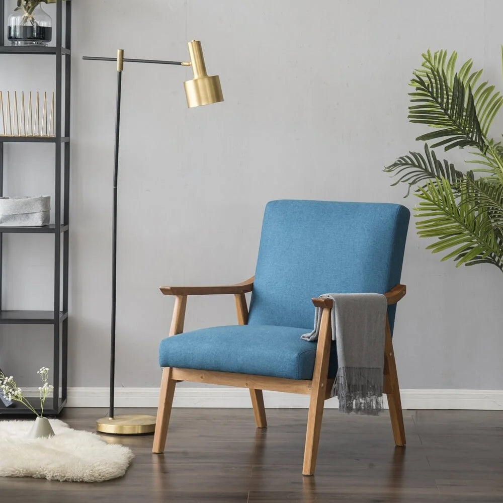 Beige Solid Wood Accent Chair Q62347