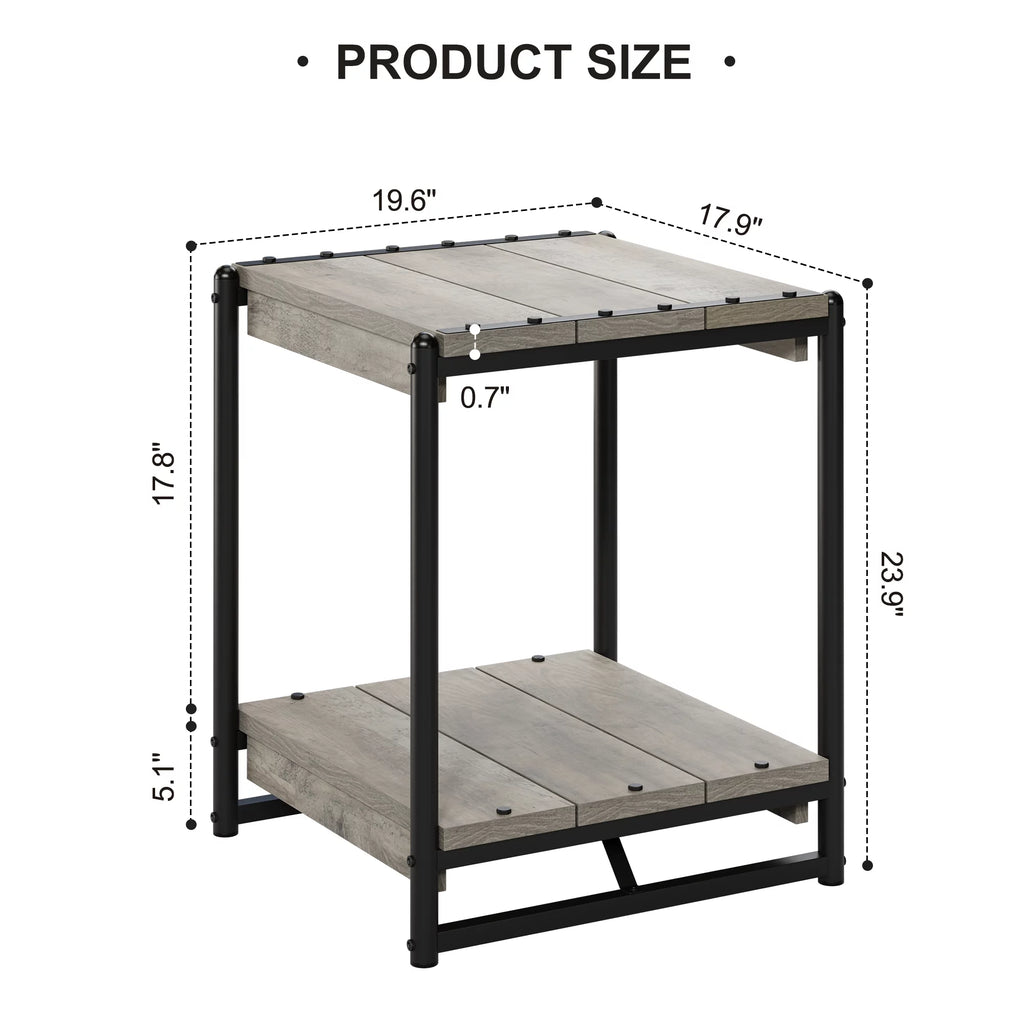 Grey Wood End Table with Storage Shelf H269