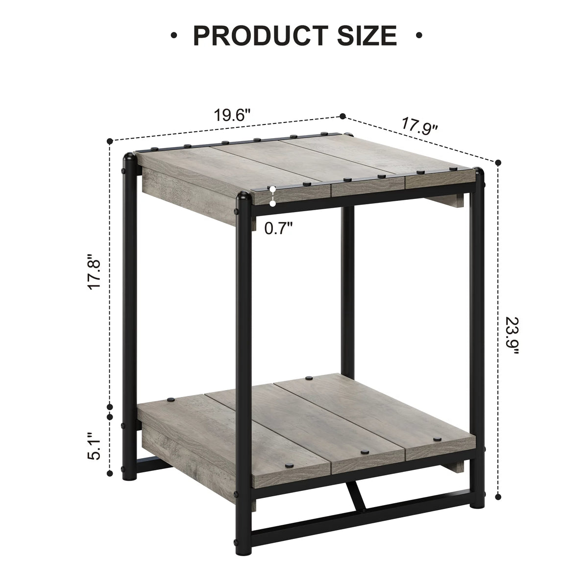 Grey Wood End Table with Storage Shelf H269