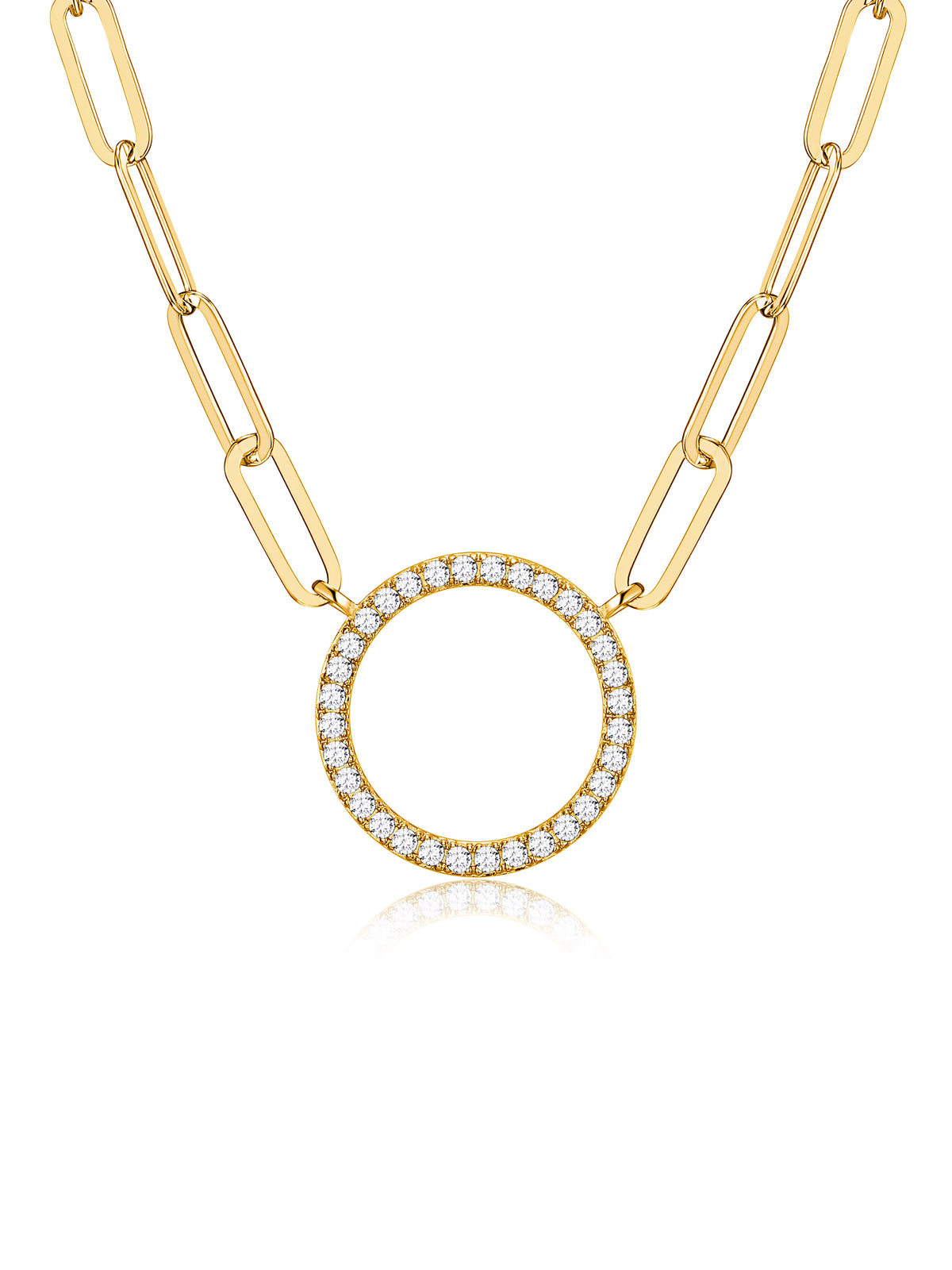 18K Gold Over Sterling Silver Paperclip Necklace, 18" + 2" Extension K9314