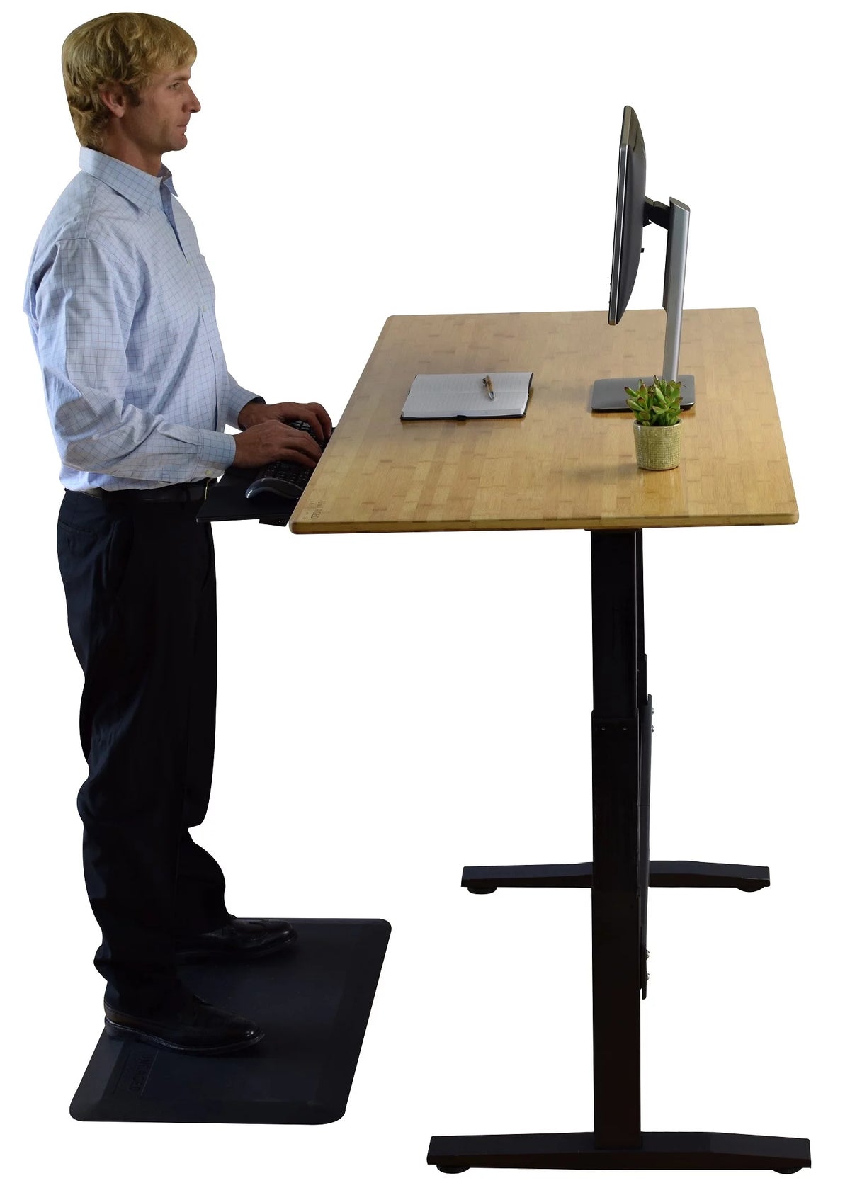Natural Bamboo Dual Motor Adjustable Computer Desk S39564